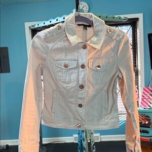 White House Black Market Light pink Jean Jacket